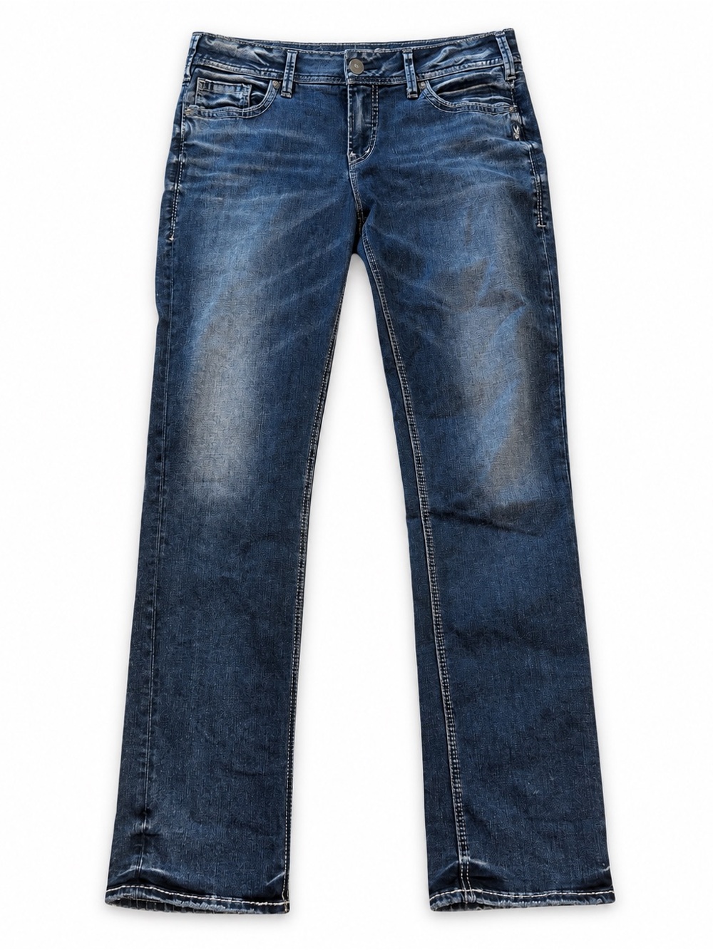 Silver Jeans Co Elyse Mid Rise Straight Leg Dark Wash Jeans W30 L32